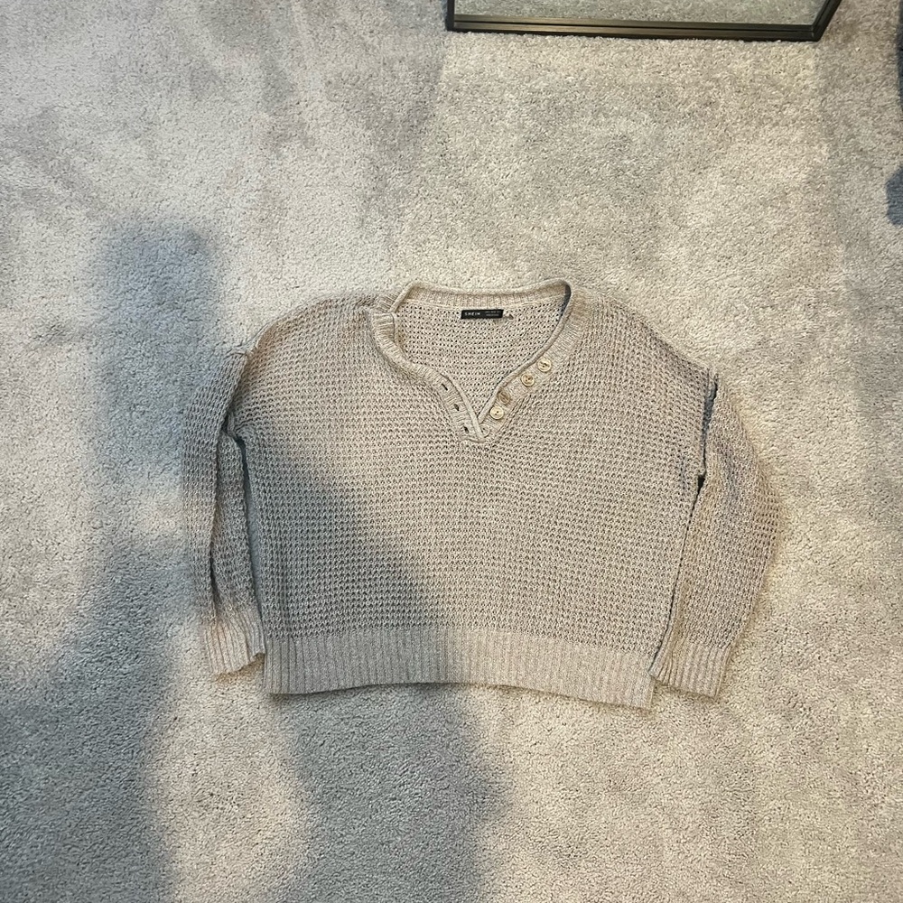 SHEIN Cream Button-Accent Women's Sweater